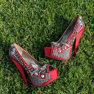 Red Studded Heels